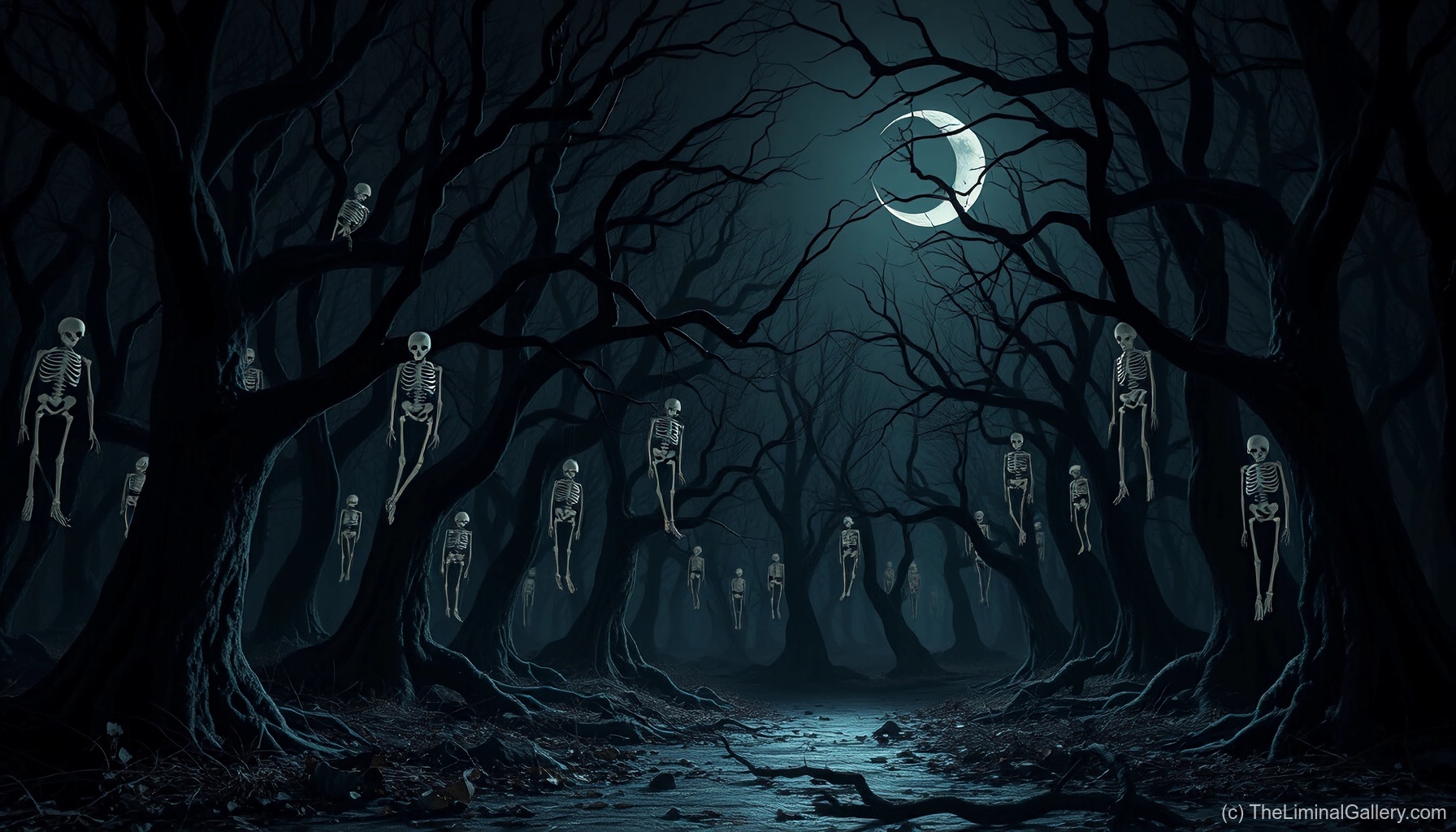 Dark, enchanted woods dominate Level 32, Forest of the Skeleton Queen, blending haunting fantasy with liminal mystery.